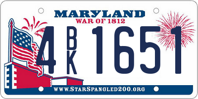 MD license plate 4BK1651