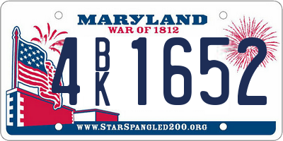 MD license plate 4BK1652