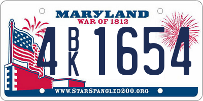MD license plate 4BK1654