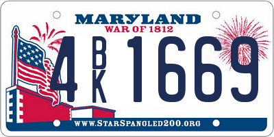 MD license plate 4BK1669