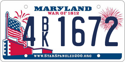 MD license plate 4BK1672