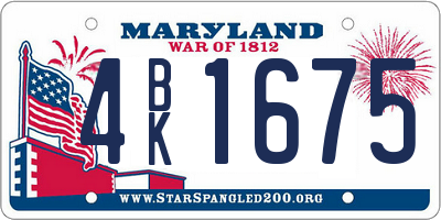 MD license plate 4BK1675