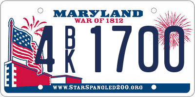 MD license plate 4BK1700