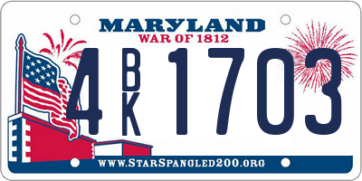 MD license plate 4BK1703