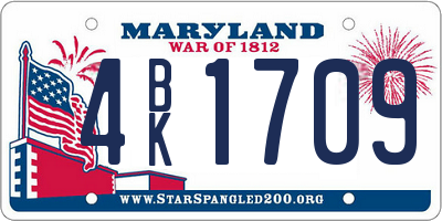 MD license plate 4BK1709