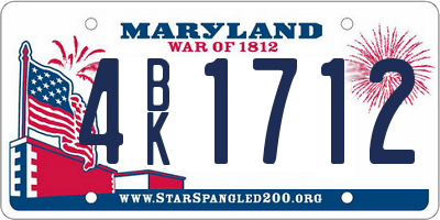 MD license plate 4BK1712