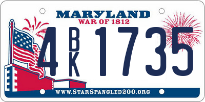 MD license plate 4BK1735