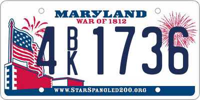 MD license plate 4BK1736