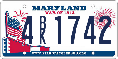 MD license plate 4BK1742