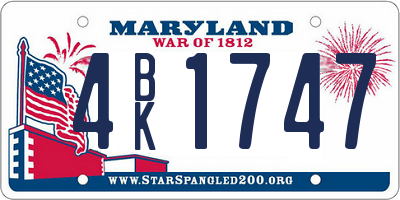 MD license plate 4BK1747