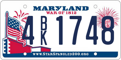 MD license plate 4BK1748