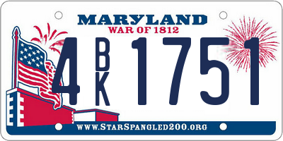 MD license plate 4BK1751