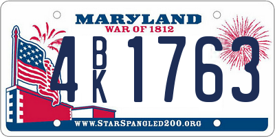 MD license plate 4BK1763