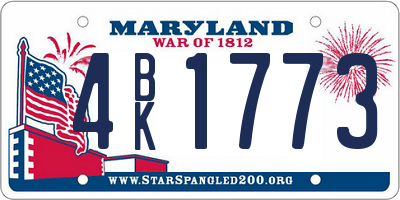 MD license plate 4BK1773