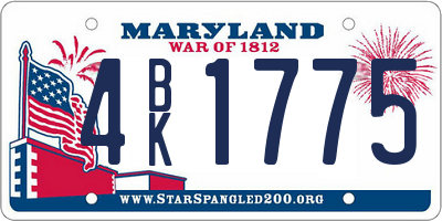 MD license plate 4BK1775