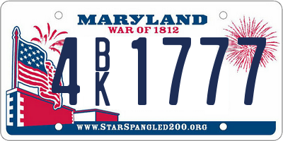 MD license plate 4BK1777