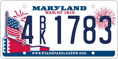 MD license plate 4BK1783