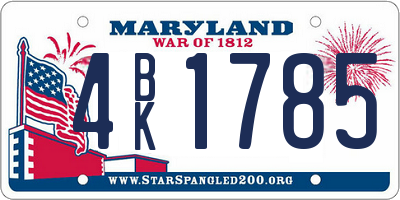 MD license plate 4BK1785