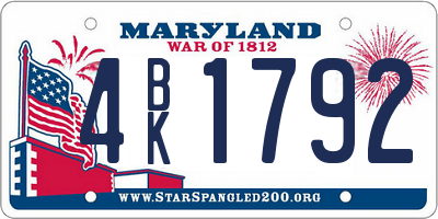 MD license plate 4BK1792