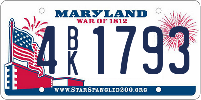 MD license plate 4BK1793