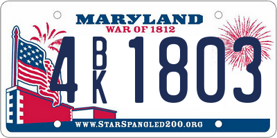 MD license plate 4BK1803
