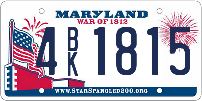 MD license plate 4BK1815