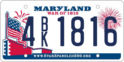 MD license plate 4BK1816