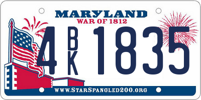 MD license plate 4BK1835