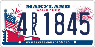 MD license plate 4BK1845