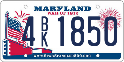 MD license plate 4BK1850