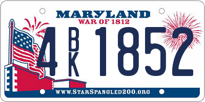MD license plate 4BK1852