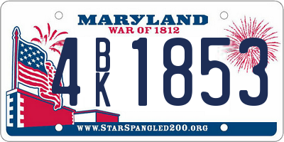 MD license plate 4BK1853
