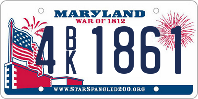MD license plate 4BK1861