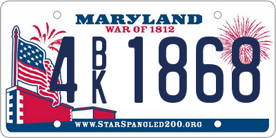 MD license plate 4BK1868