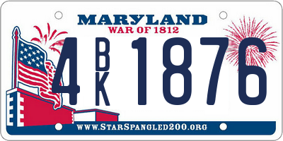 MD license plate 4BK1876