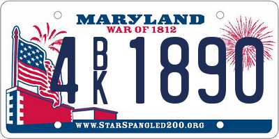 MD license plate 4BK1890