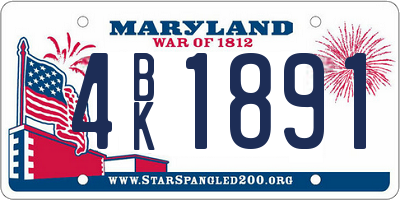 MD license plate 4BK1891