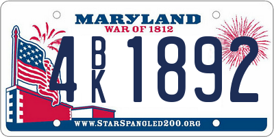 MD license plate 4BK1892