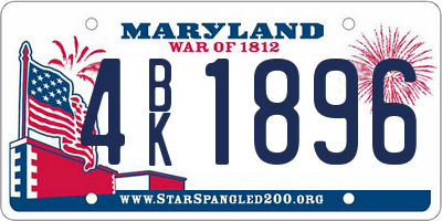 MD license plate 4BK1896