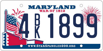 MD license plate 4BK1899