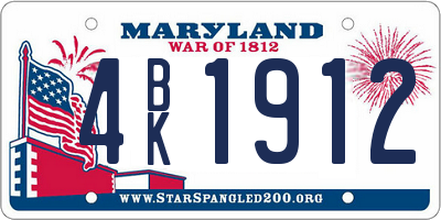 MD license plate 4BK1912