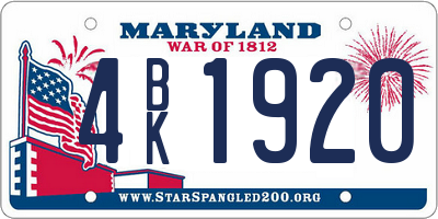 MD license plate 4BK1920