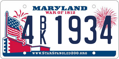 MD license plate 4BK1934