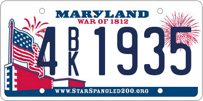 MD license plate 4BK1935