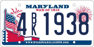 MD license plate 4BK1938