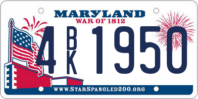 MD license plate 4BK1950