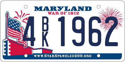 MD license plate 4BK1962
