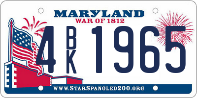 MD license plate 4BK1965
