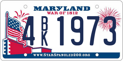 MD license plate 4BK1973