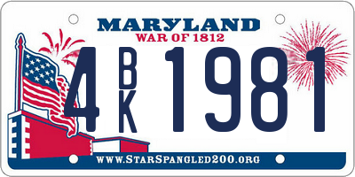 MD license plate 4BK1981